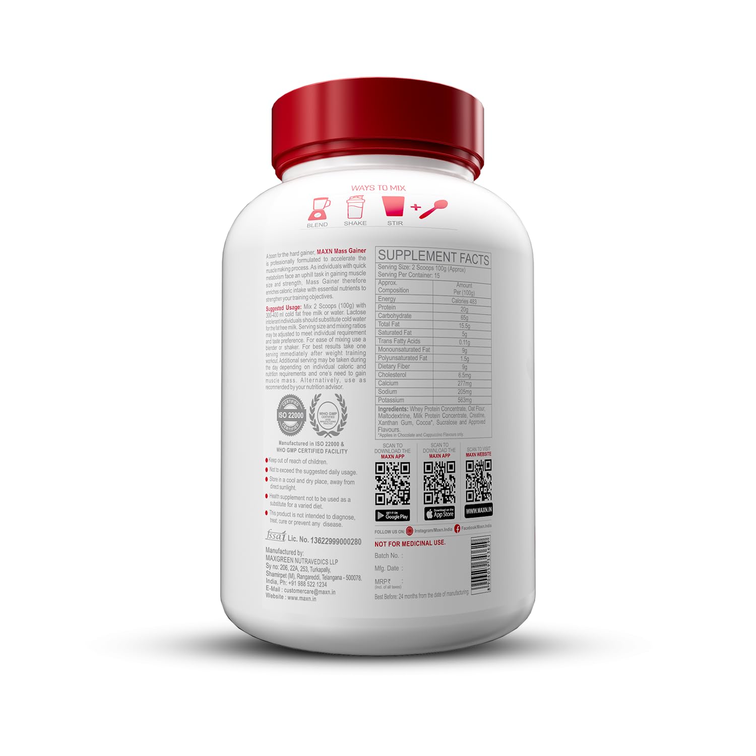 MAXN Mass Gainer 1.5kg (3 lbs) - Image 3